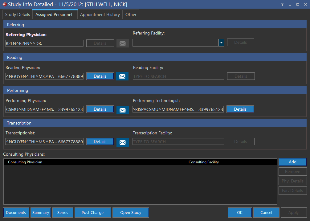 Assigned Personnel Tab