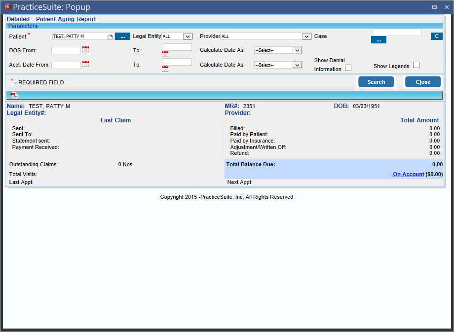 Patient Ledger Screen