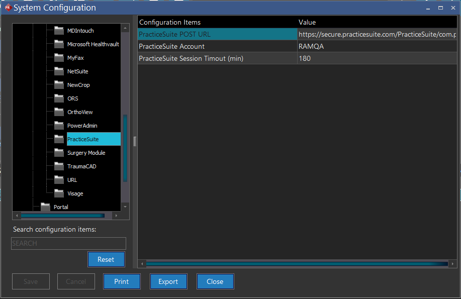 PracticeSuite Configuration