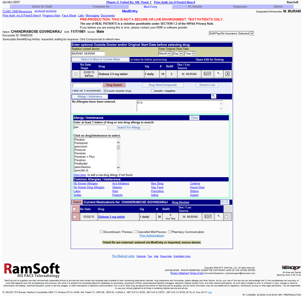 Allergy Search Output