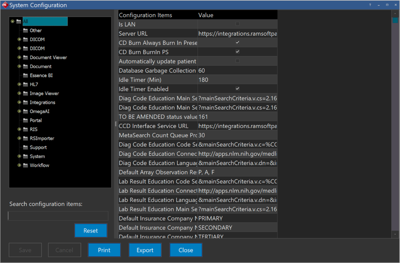 Blume Share configuration screen