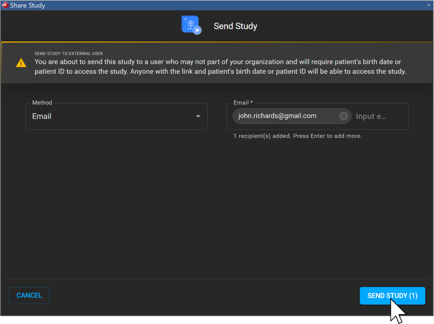 Blume Share configuration screen
